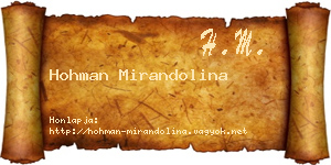Hohman Mirandolina névjegykártya